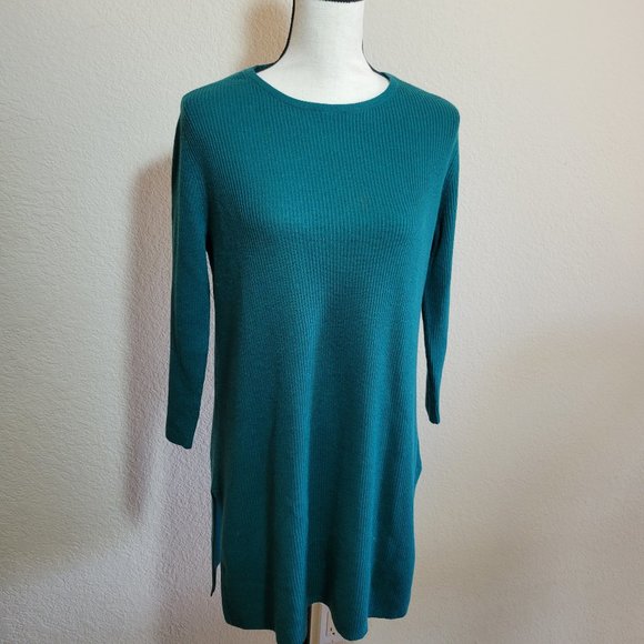 J. Jill Sweaters - J. Jill Hunter Green Sweater Small Tunic Wool Top 3/4 Sleeve Relaxed Loose Fit